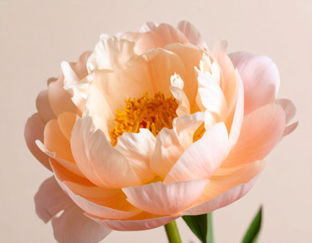 Beautiful peony flower close-up on a light background.の素材