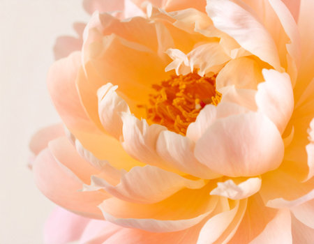 Peony flower on white background. Shallow depth of field.の素材