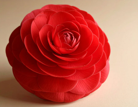 red camellia flower on a light background, close-upの素材