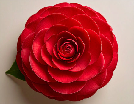 Beautiful red camellia flower on white background, close upの素材