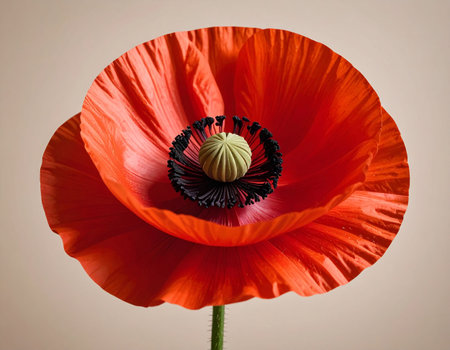 poppy flower isolated on white background, close-up, macroの素材