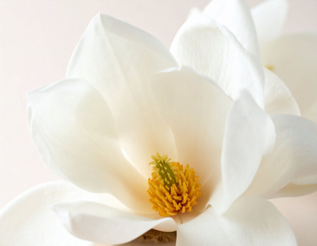 White magnolia flower on a white background. Close-up.の素材