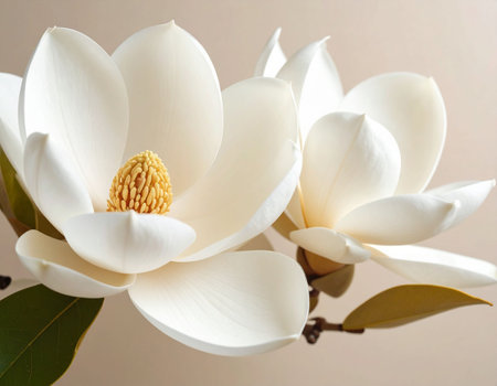 Magnolia flower on a white background. White magnolia flowers.の素材