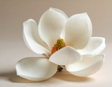 White magnolia flower on a white background. Close-up.の素材