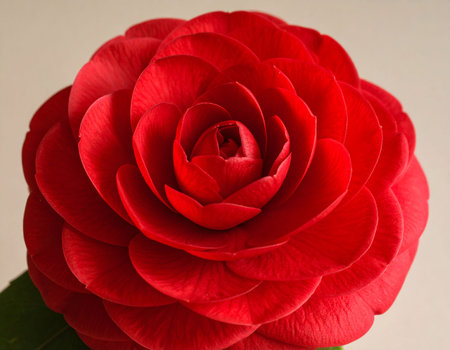 Red camellia flower isolated on white background. Close up.の素材