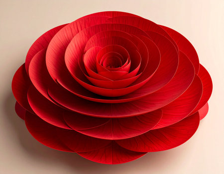 Red rose on a white background. 3D illustration. Render.の素材