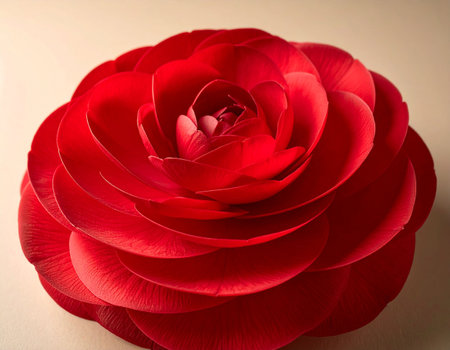Beautiful red camellia flower on white background, closeupの素材