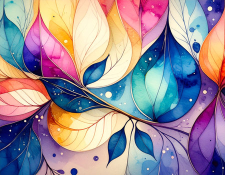 abstract watercolor background with multicolored leaves. vector illustrationの素材