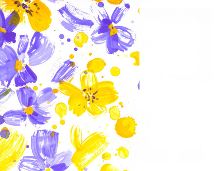 Watercolor floral background with daisies. Hand-drawn illustration.の素材
