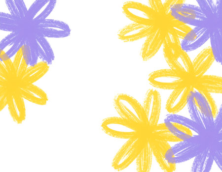 Hand drawn flowers on a white background. Seamless pattern.の素材