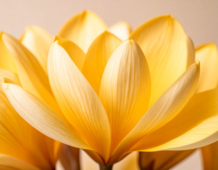 Close up of yellow crocus flower petals. Shallow depth of field.の素材
