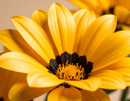 Close up of a yellow gazania flower in a vaseの素材