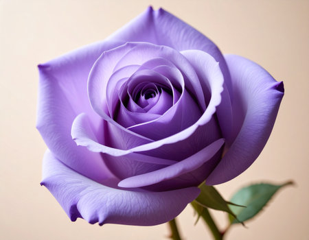 purple rose on a beige background close-up macro photographyの素材