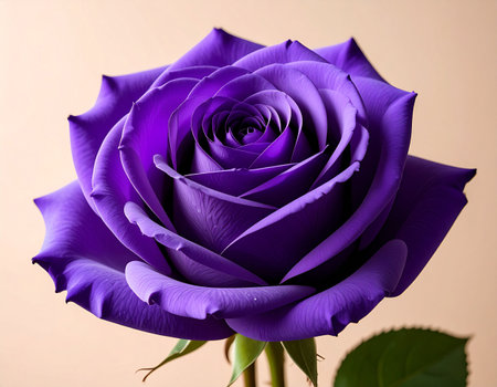 purple rose on a beige background, closeup of photoの素材