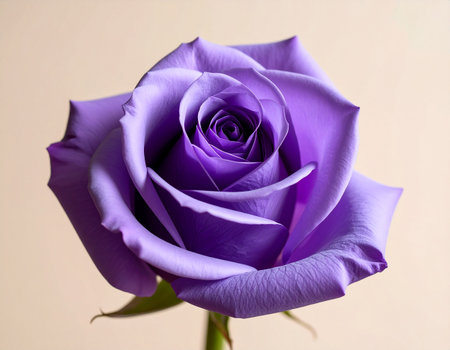 Purple rose on a beige background. Close-up.の素材