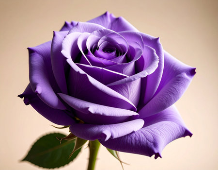 purple rose on a beige background. close-up.の素材