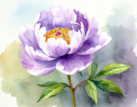 Watercolor painting of peony flower. Hand drawn watercolor illustration.の素材