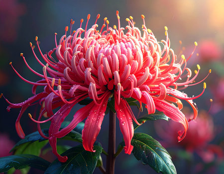 Red chrysanthemum flower in the garden, Thailand.の素材