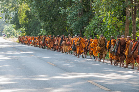 monk on pilgrimage, Thailandのeditorial素材