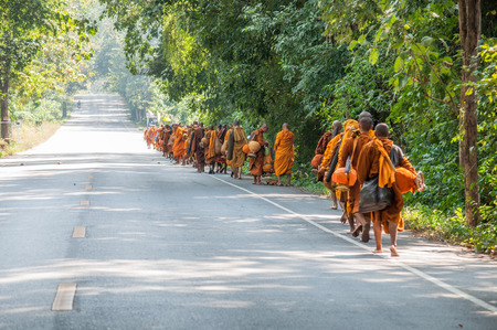 monk on pilgrimage, Thailandのeditorial素材