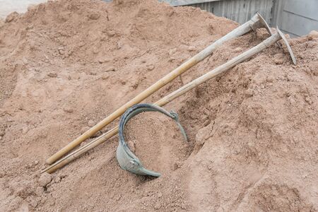 bucket and hoe for dig sand for construction