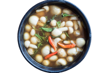 home made mushroom soup on isolate background,Thai style foodの写真素材