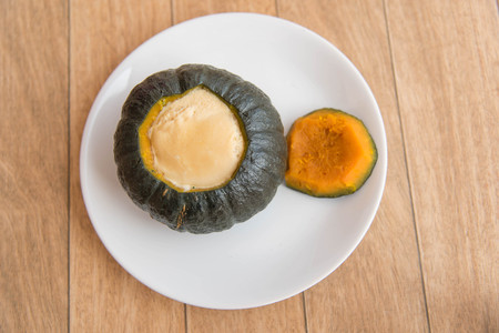 Egg Custard in the pumpkin Thai dessert