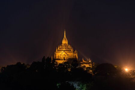 twilight at Ancient Temples in Bagan, Myanmar,Silluateの写真素材