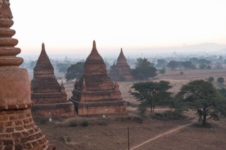 Sunrise at Ancient Temples in Bagan, Myanmar,Silluateの写真素材