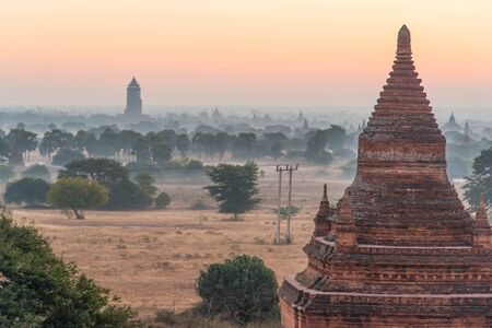 Sunrise at Ancient Temples in Bagan, Myanmar,Silluate
