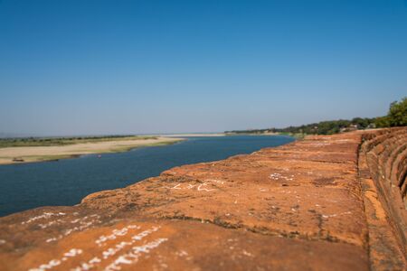Ayeyarwady River views form Lokananta Pagoda in Bagan, Myanmar,Burmaの写真素材
