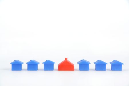 -Show different color little house with white backgroundの写真素材