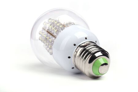 Close up LED Bulb isolated on white backgroundの写真素材