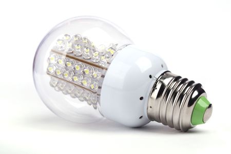 Close up LED Bulb isolated on white backgroundの写真素材