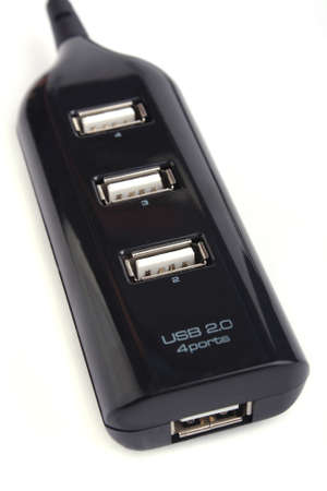 Close up USB 4 Ports isolated on white backgroundの写真素材