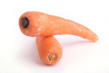 Two carrot isolated on white backgroundの写真素材