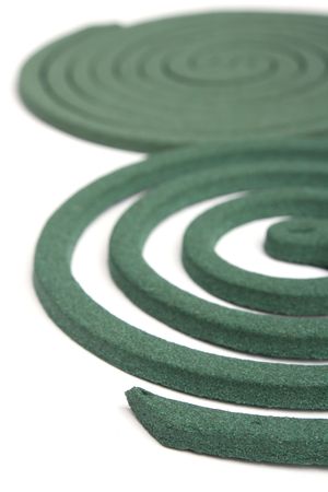 Two spiral. Mosquito coil isolated on white background.の写真素材
