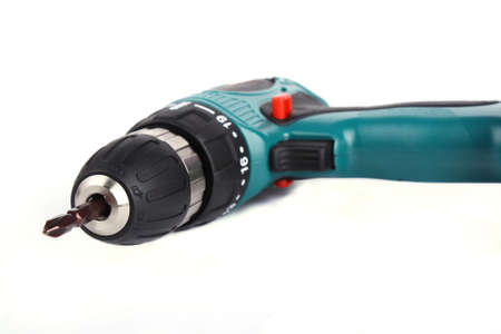 Close up Cordless Drill Isolated on white backgroundの写真素材
