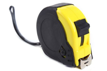 A tape measure isolated on a white background.の写真素材