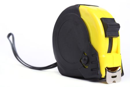 A tape measure isolated on a white background.の写真素材