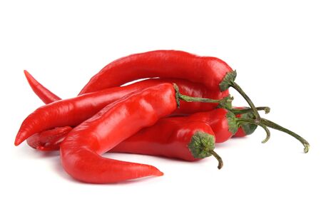 Red chili pepper isolated on white backgroundの写真素材