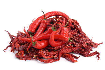 Dried Red Chili and Red Chiliの写真素材