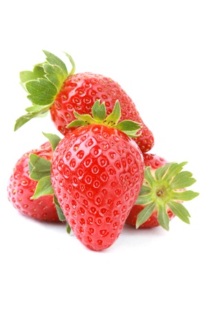 close up strawberries isolated on white background.の写真素材