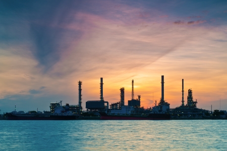 Refinery plant area at twilightのeditorial素材