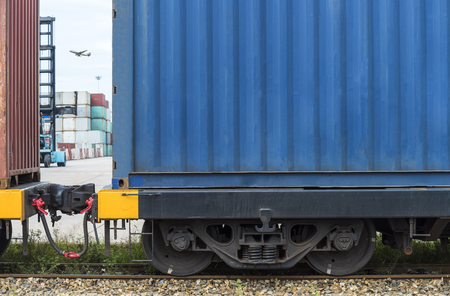 Freight train with cargo containersの写真素材
