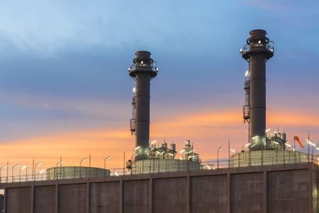 Oil Refinery with sunsetの写真素材