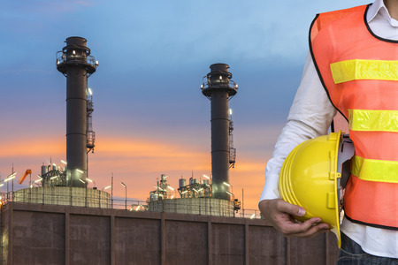 Oil Refinery with sunsetの写真素材