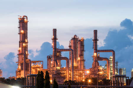 Oil Refinery with twilight skyの写真素材