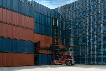 Container terminal, in import export logistics zoneの写真素材
