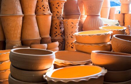 Clay pots at street market, Thailand